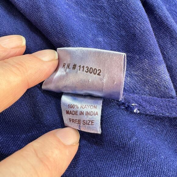 Butterfly Embroidered Beach Dress Free Size Rayon Tie Dye Artsy Asymmetric Fairy - Picture 9 of 11